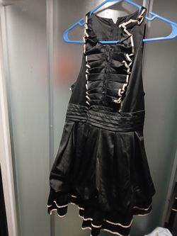 Black Satin Ruffle Mini Dress