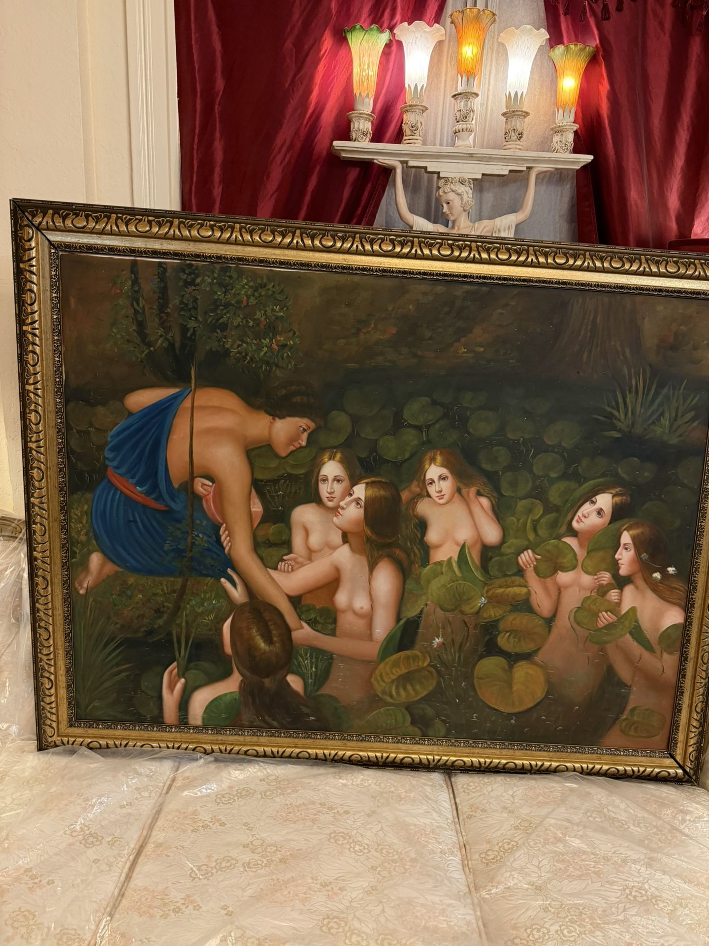 “Hylas and the Nymphs” A painting by the English artist John William Waterhouse from the late 19th century, 1896. Oil on canvas.