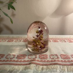 Lucite Floral Paperweight