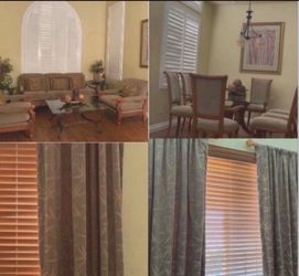 Dining and Living Room Furnitures With Custom Drapes