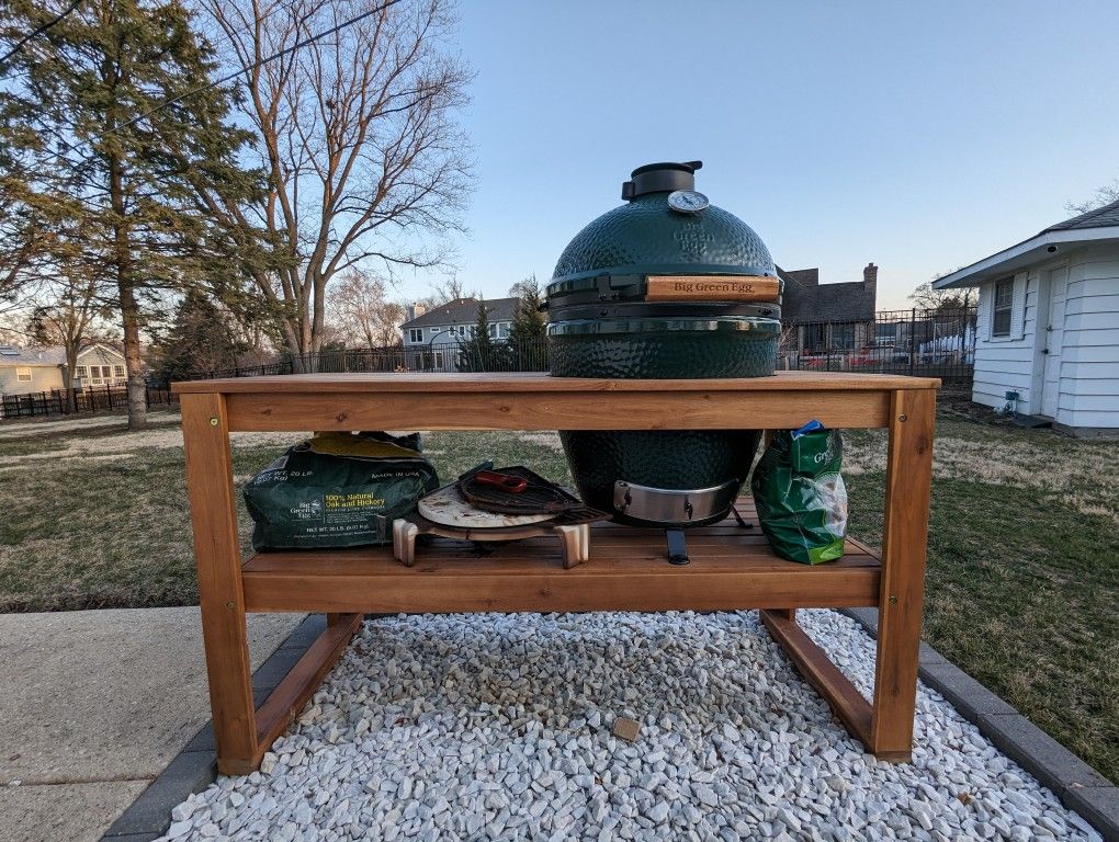 Big Green Egg Large Package with Solid Acacia Hardwood Table for