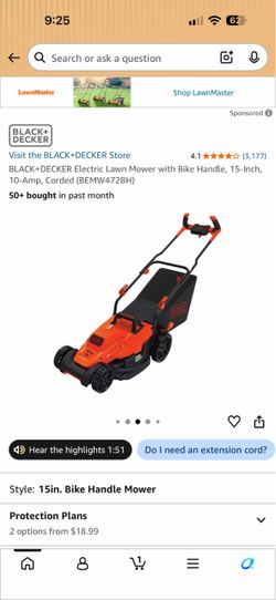 BLACK+DECKER Electric Corded Lawn Mower BEMW472BH