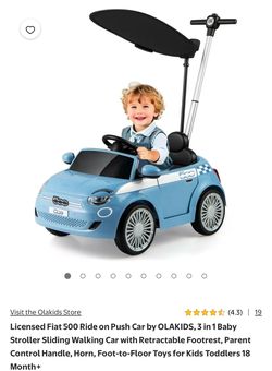 Fiat 500 Ride on Push Car Baby Stroller