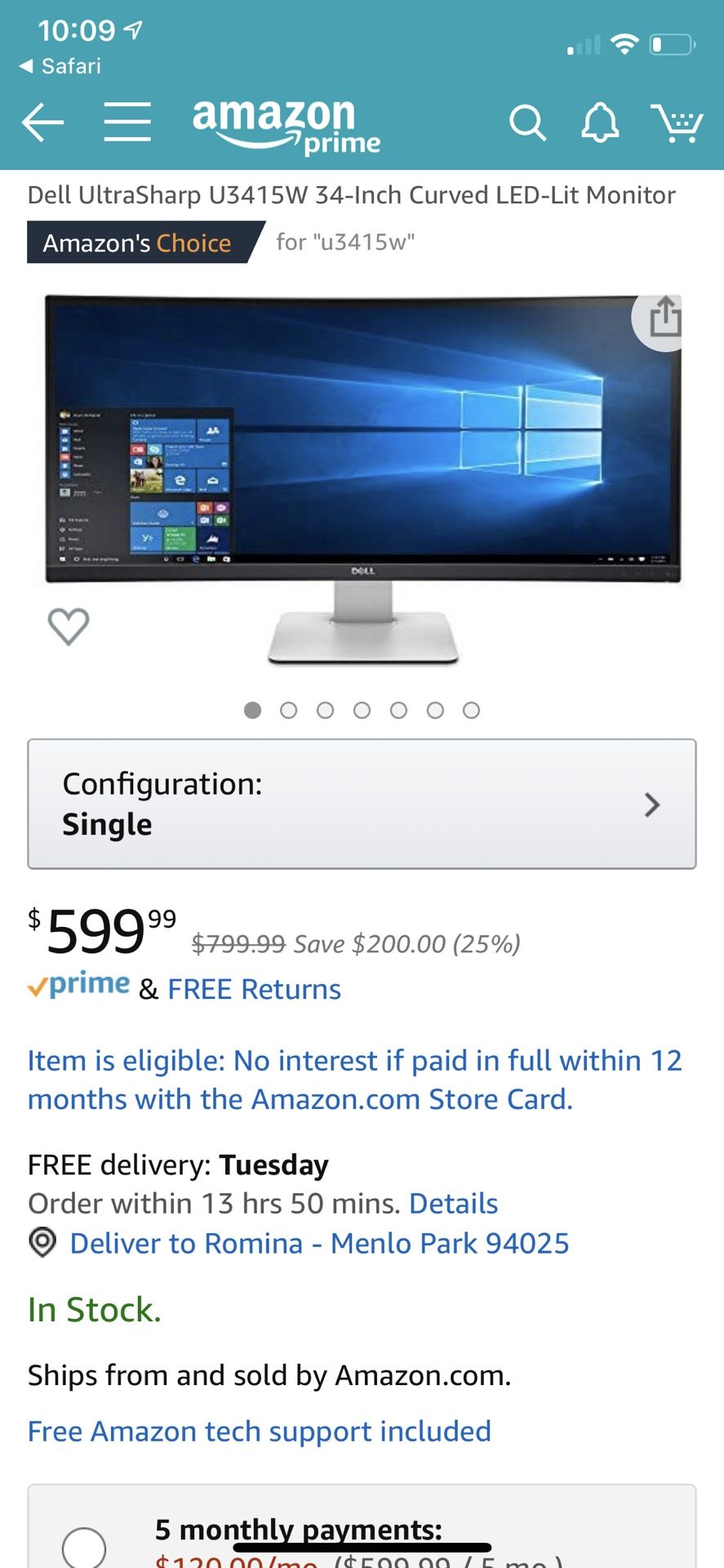 Dell 34inch curved monitor