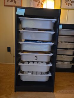 IKEA Trofast organizing unit with 6 storage bins