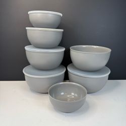 KitchenAid Gray Plastic Nesting Bowls Set with Lids - 7 Pcs