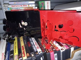 2 Sets Mickey Mouse silhouette Vintage Sturdy Metal bookends sturdy metal book ends