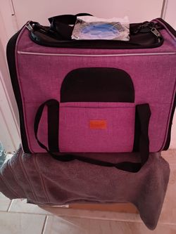 Purple pet carrier new w collapsible bowl