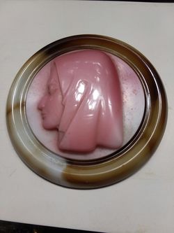 Vintage LARGE Carved Stone Pendant