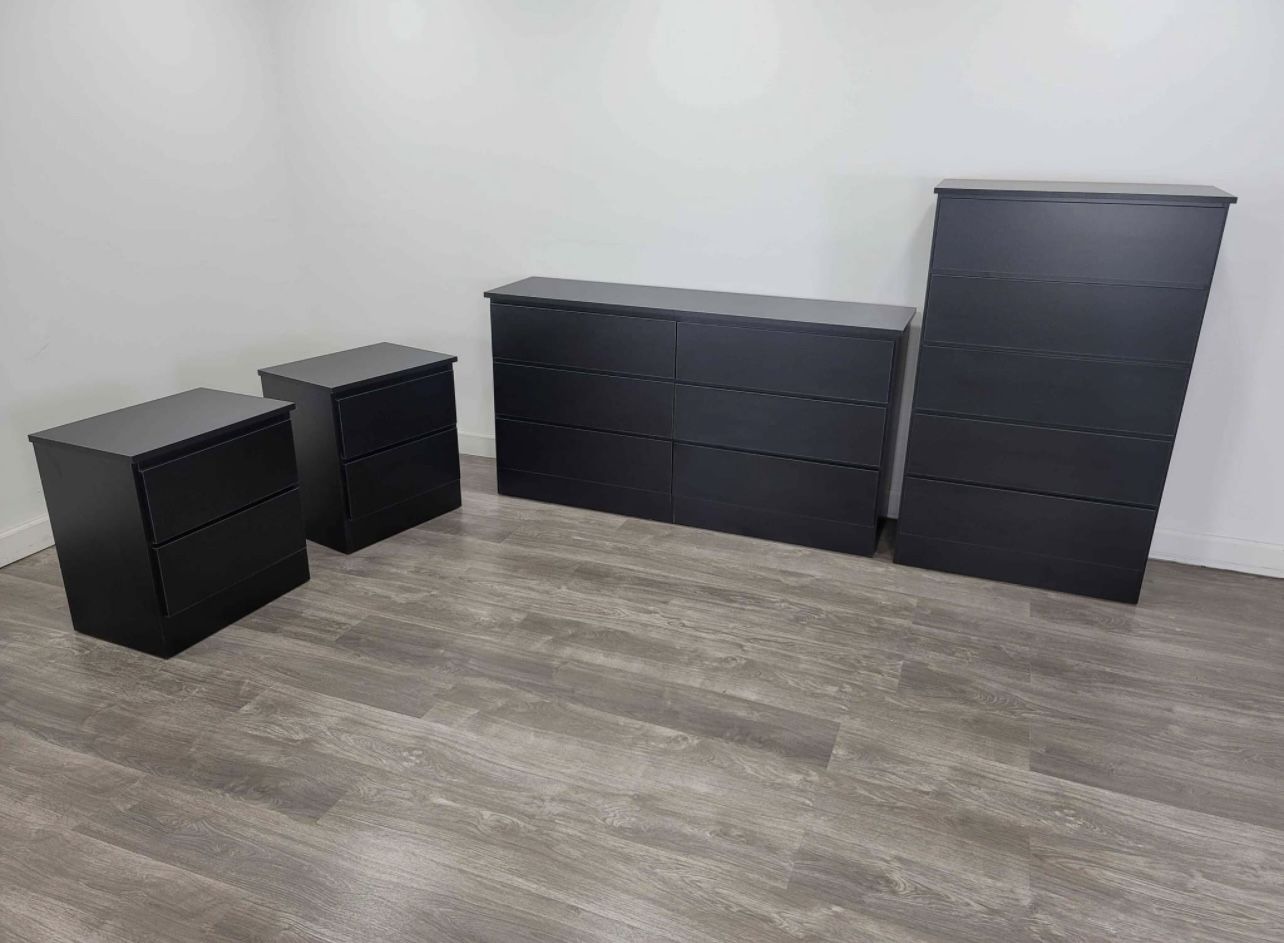 Brand New Dresser , Chest And 2 Nightstands - Cómoda, Gavetero Y 2 Mesitas De Noche Nuevos A Estrenar