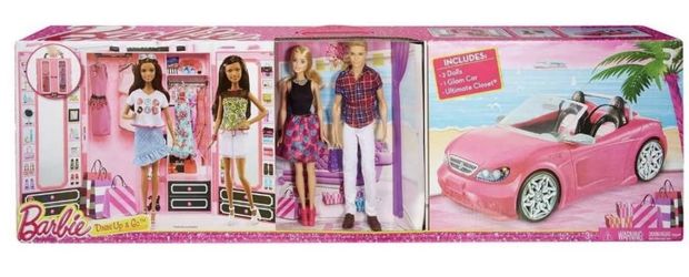 Barbie Dress Up and Go Includes Ultimate Closet Glam Convertible and Barbie Ken Dolls Big Box Set Games Puzzles