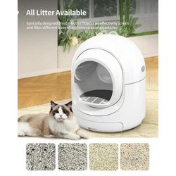 81L Self Cleaning Litter Tray Box for Multiple Cats,App Control Support,Odor Removal, White