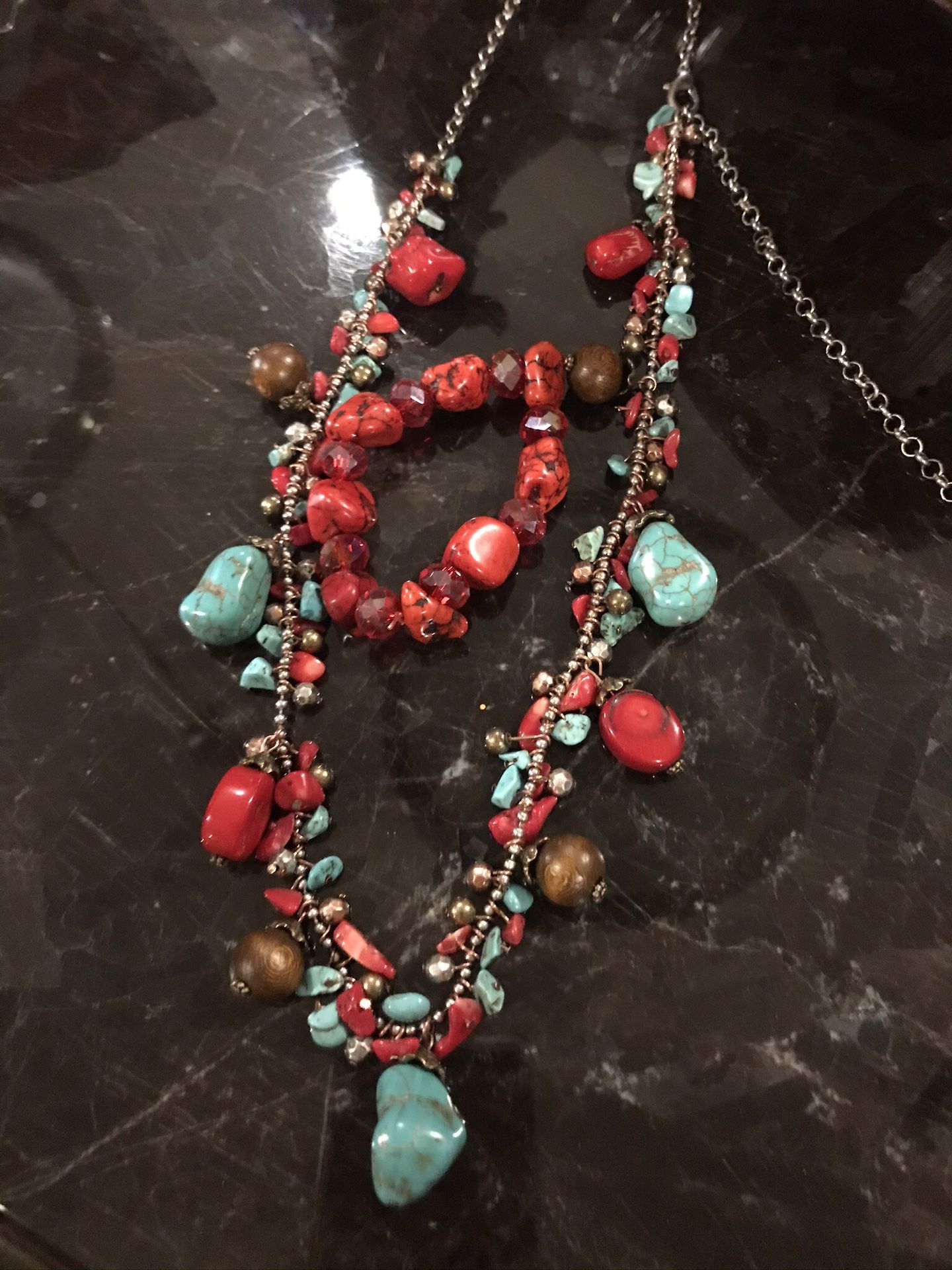 Red and blue turquoise jewelry