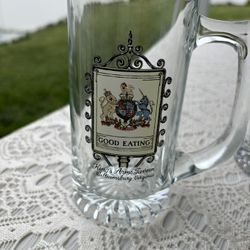 Vintage Glass Mug Set Of 3 