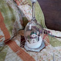 Wineglass Snowglobe Candle Holder 