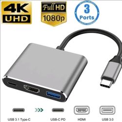 USB C to HDMI Adapter 4K – 3-in-1 Type C to HDMI/USB 3.0/PD Converter Thunderbolt