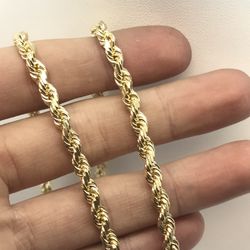 Gold Chain 14K Rope Solid New 