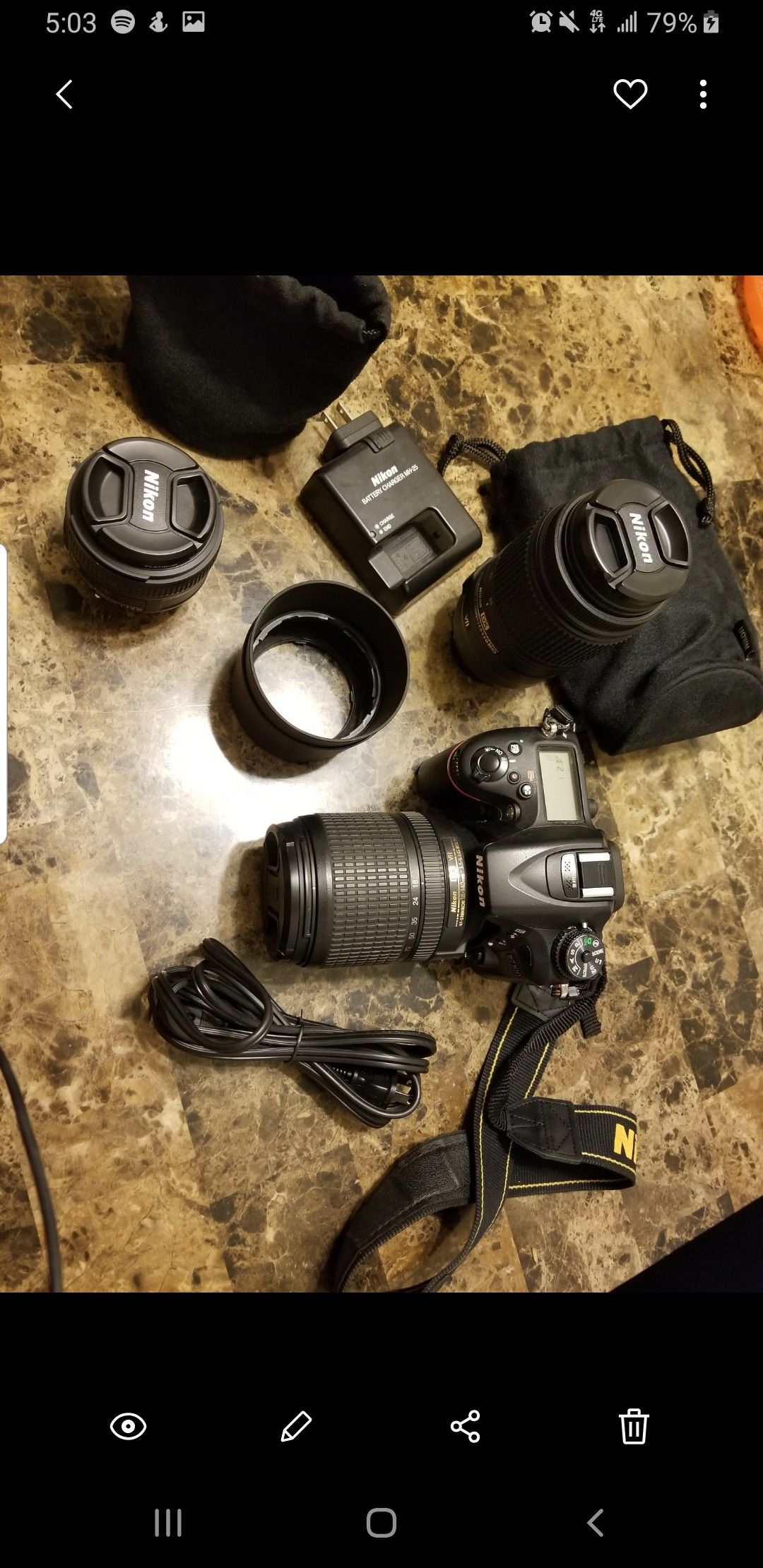 Nikon D7100 with 3 lenses (50mm, 18-140mm, 50-300mm) battery and battery Charger