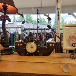 ship clock lamp. clock needs repair-lights work. missing small front-end piece. $75 as is.