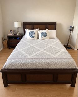 Dark Wood Sleigh Bed Frame Includes Mattress