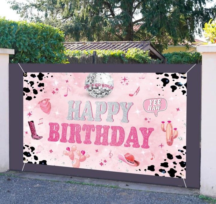 Disco Cowgirl Photo Backdrop Banner. New