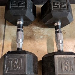 Pair Of Tsi 25lb Dumbbells 