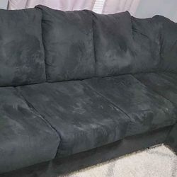 Black Suede Living Room Couch