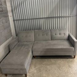 “Free Delivery Locally”🚚 Very Comfortable Convertible Sleeper Storage “Velvet” Sectional Couch.