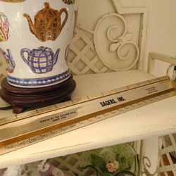 Golden V Ruler Brass Paper Weight Bookmark Vintage Desk Collectible Sagers Everett Contractors 