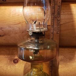 Antique Kerosene oil Table Lamp Green Glass