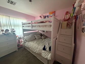 White bunk bed full size
