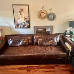 RH Leather Down Couch