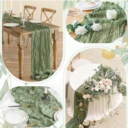 Moss Green 35in x 115in Cheesecloth Table Runners $4each Price is Firm I have 2 .