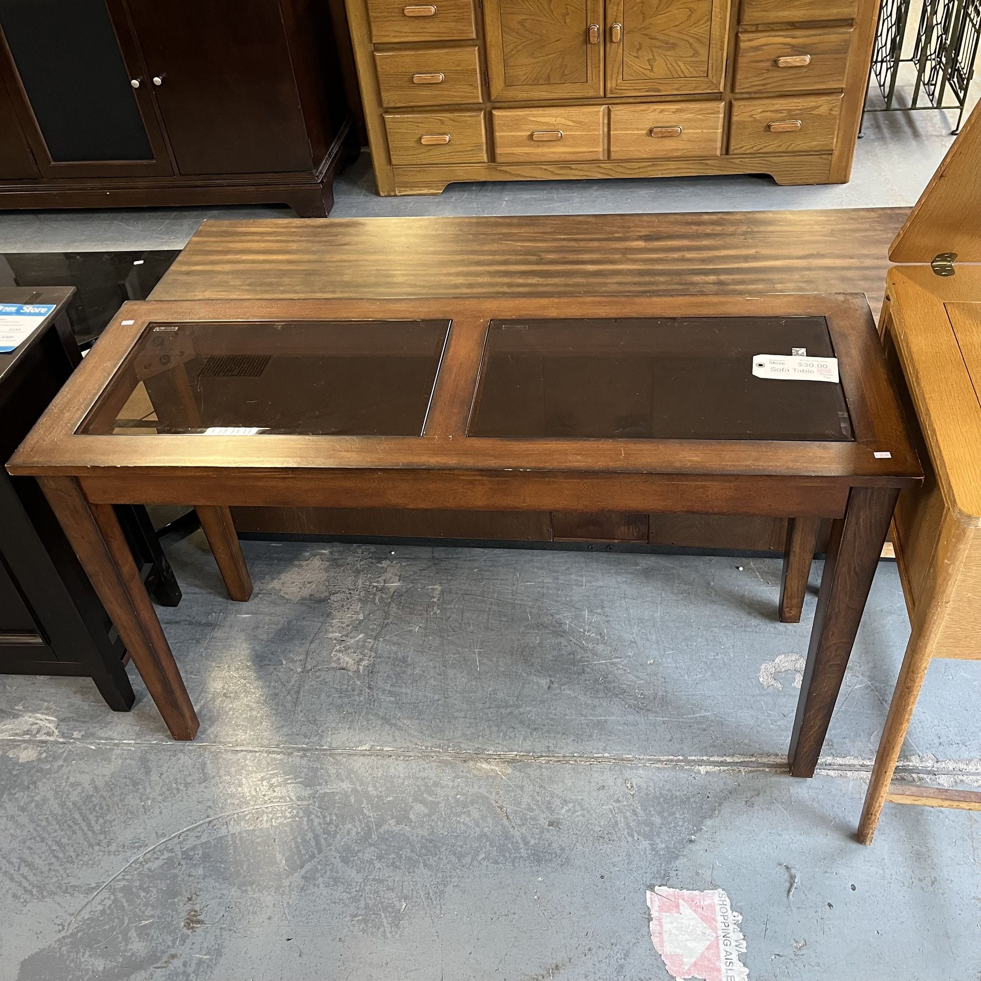 Brown Glass Top Sofa Table (in Store)