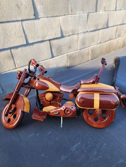 Wood handcrafted motorcycle decorarion