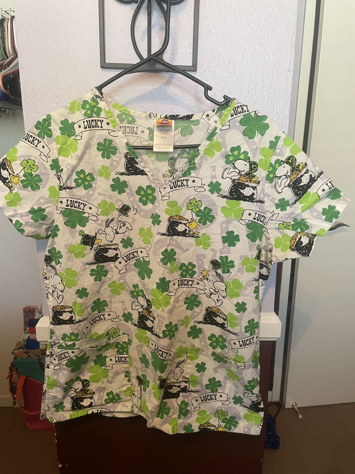 St Patrick’s Day snoopy Scrub Top