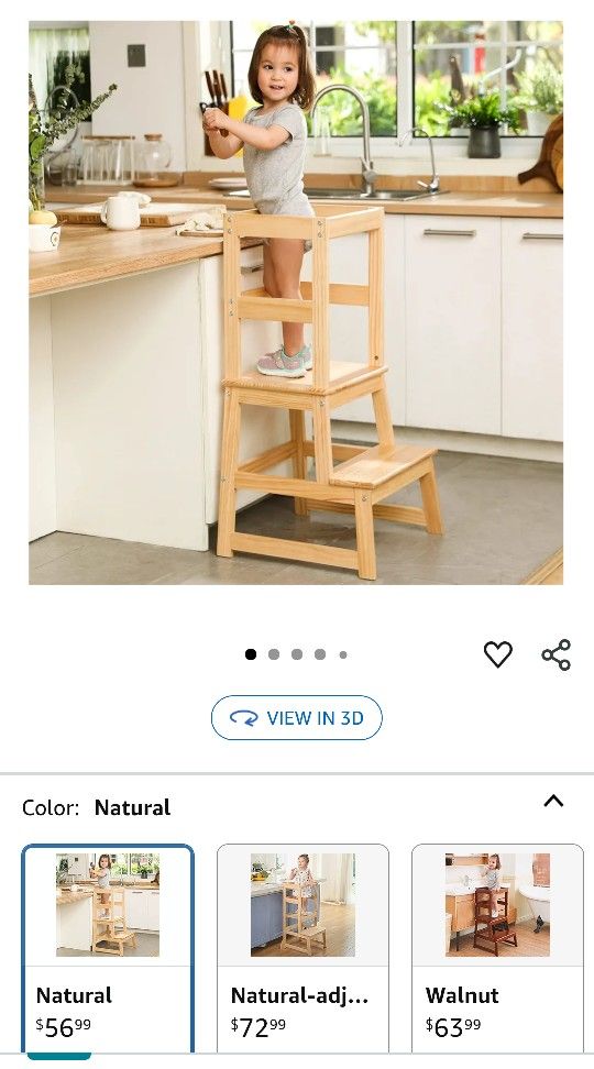 Wooden Kids Kitchen Helper Stool