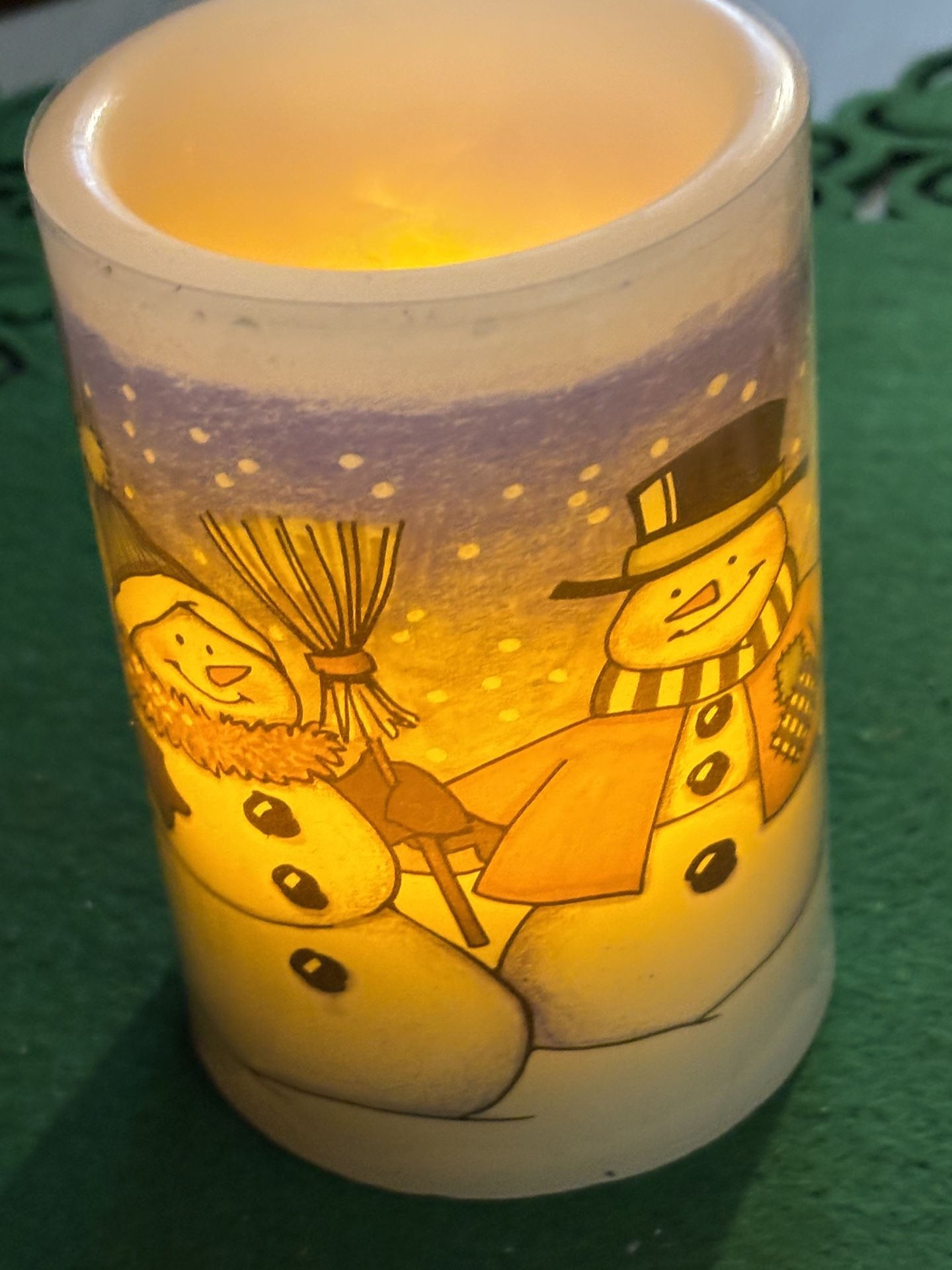 Musical Lighted Snowman Candle 