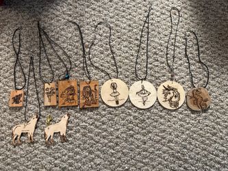 Engraved Wooden Pendant Necklace 