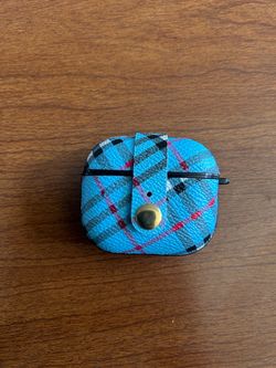 Protective Plaid Fabric Fitted Airpods 3 Case Cover Blue