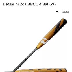 Demarini Zoa, 2022, -3 , 33/30oz Baseball Bat- New! Never Used! 