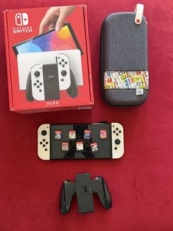 Nintendo Switch OLED White + 7 Games + Case – Complete Bundle