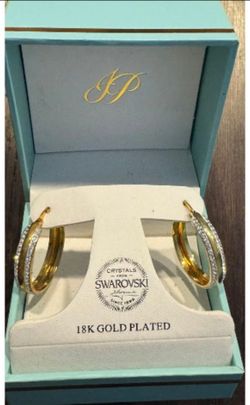 18K Gold Plated Swarovski Crystal Hoop Earrings