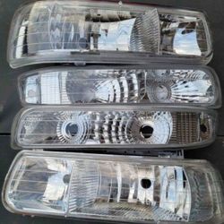 99-02 Chevrolet Silverado 00-06 Suburban Tahoe Headlights Luces Faros Micas Calaveras Focos Faroles Chevy Headlamps 