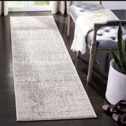 2ft X 8ft SAFAVIEH Madison Collection Runner Rug - 2'3" x 8', Silver & Ivory, Snowflake Medallion Distressed Design, Non-Shedding & Easy Care Ideal!!