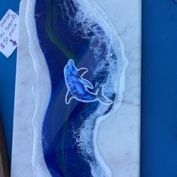 Beautiful Marble Base Sushi Boards With Dolphins 