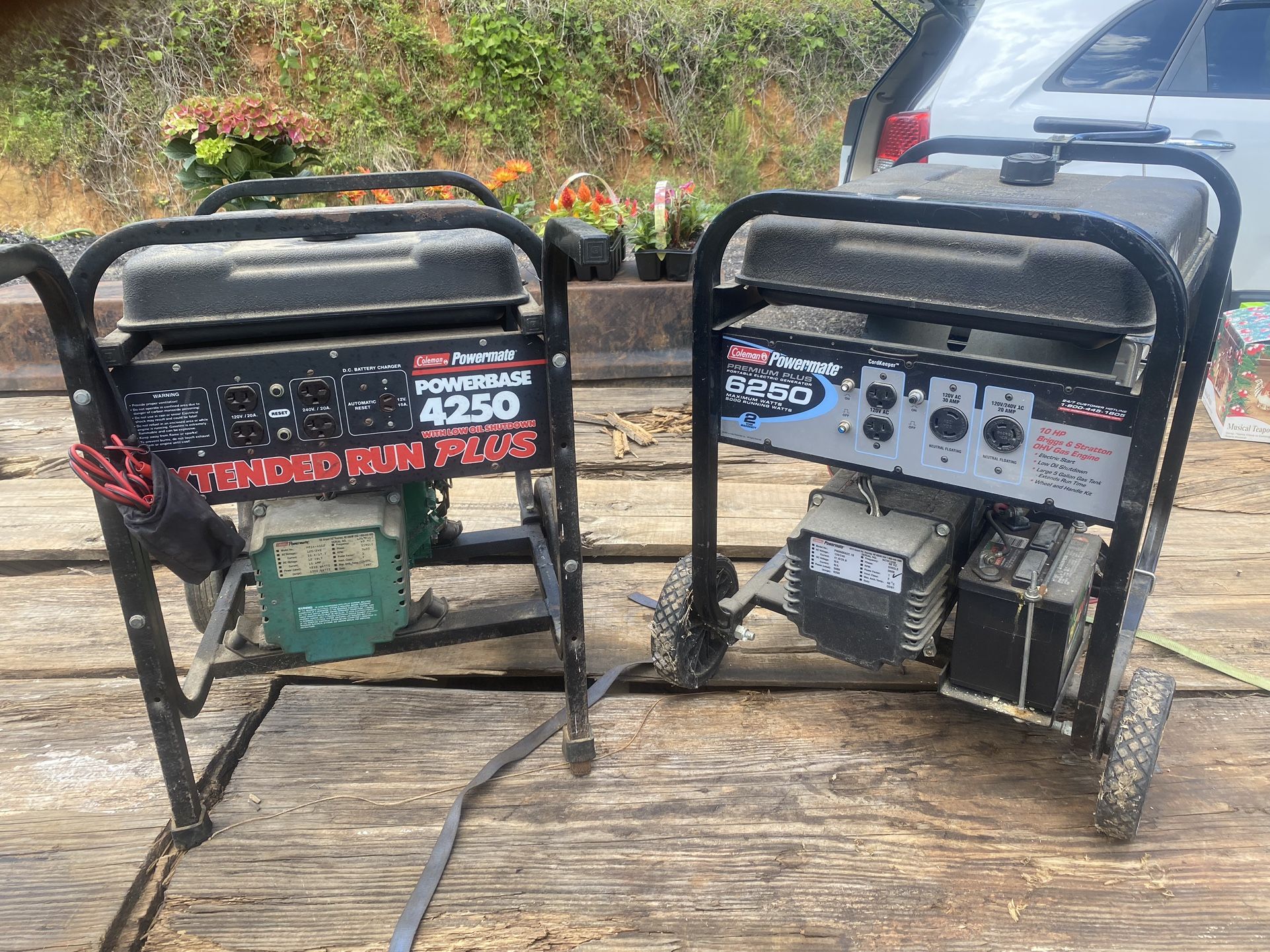Two Coleman Generators, 1 Elec Start, 1 Pull Start. Work great