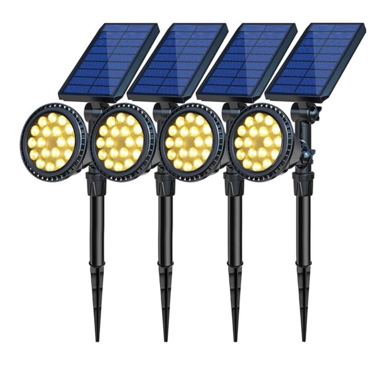 Solar Spotlights, 18 LED Solar Lights Outdoor Waterproof, 2 Mode Soft Warm White Landscape Lighting Auto On/Off Spot Lights for Flag Pole Garden Ya
