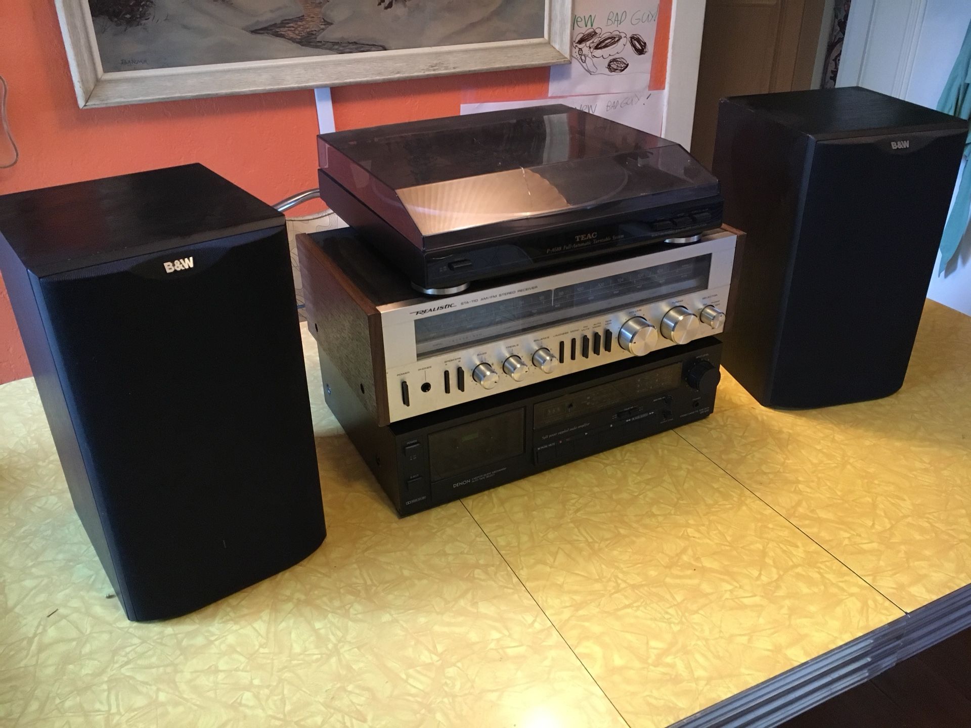 Full Stereo with Receiver, Turntable, Cassette Player and Speakers