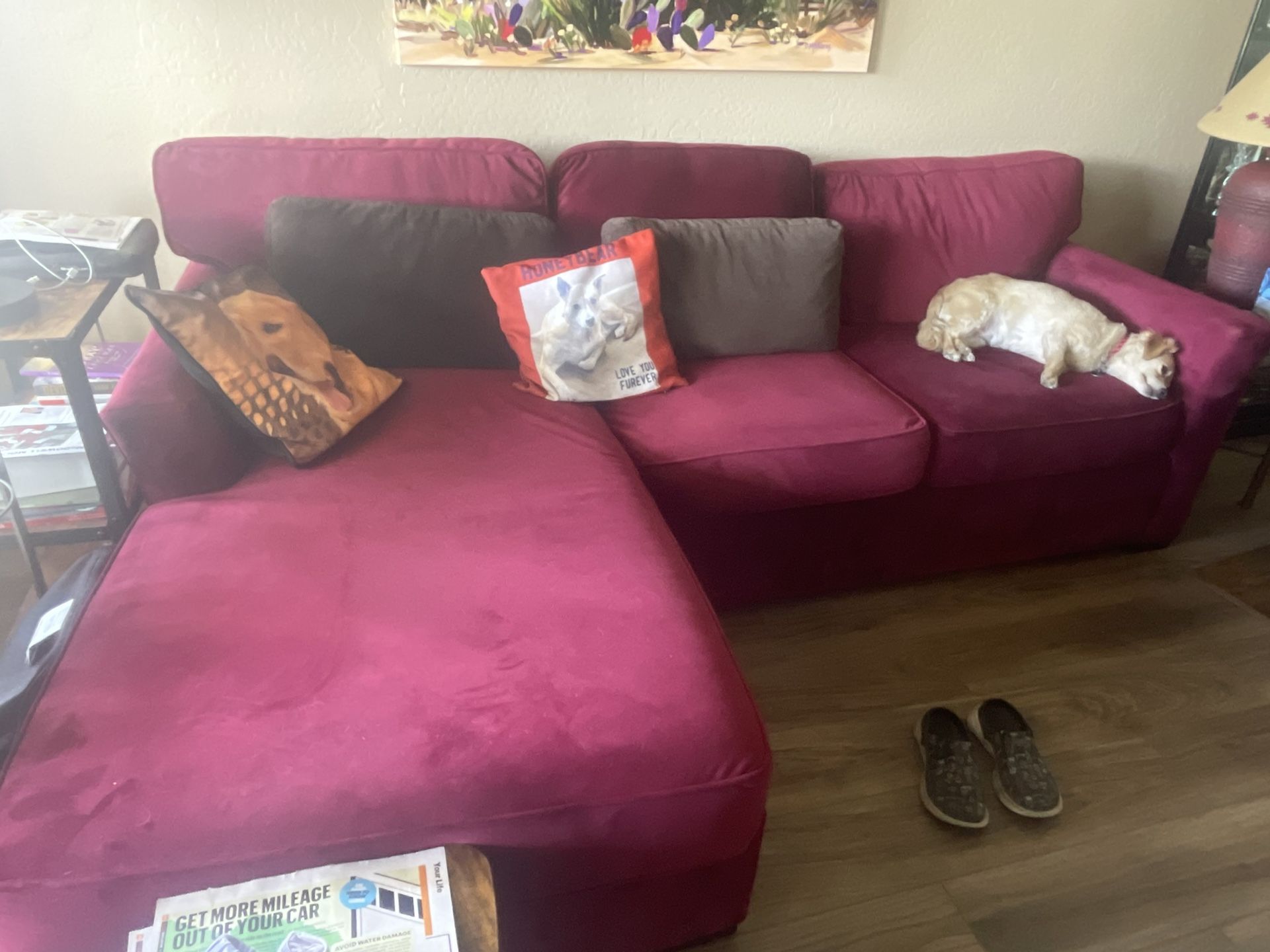 SOFA CHAISE & TWO MATCHING LAZY BOY SWIVEL CHAIRS